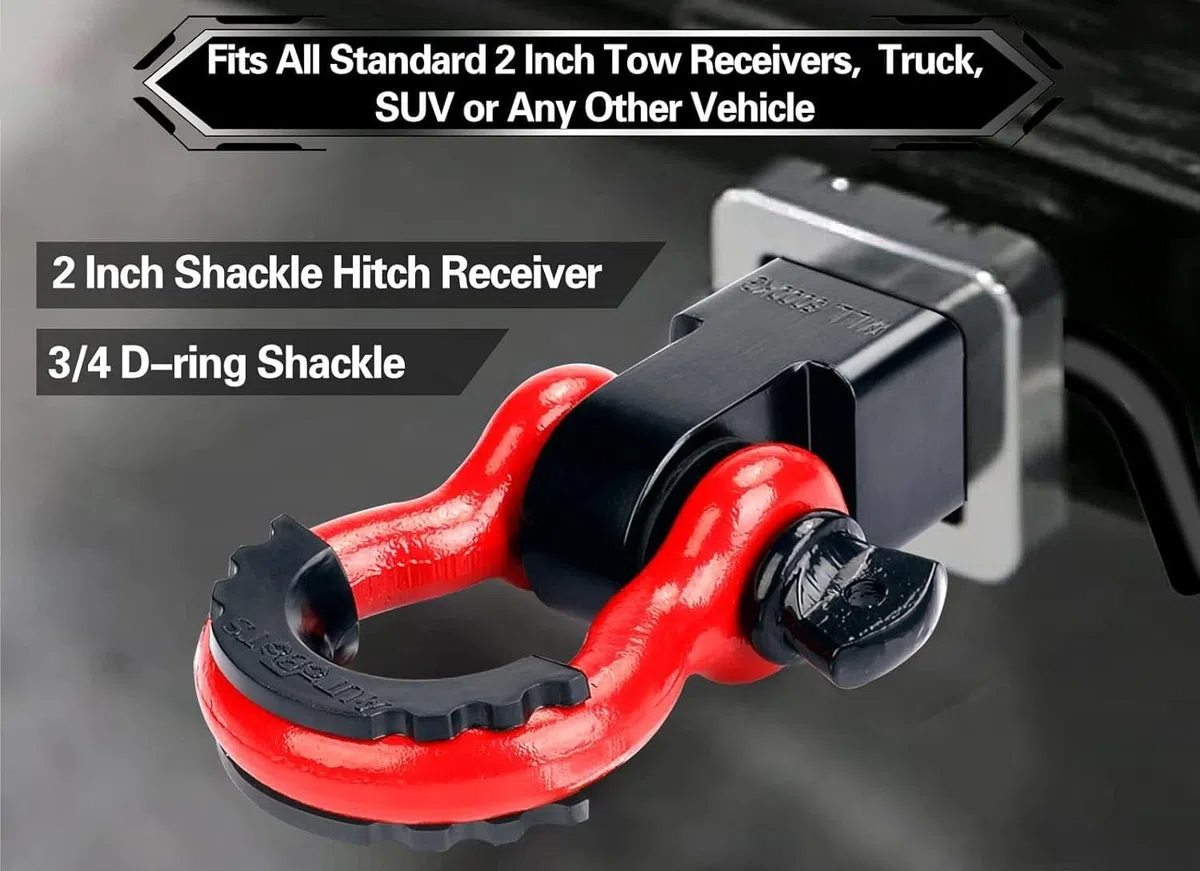 Gancio di Traino Ricevitore 2 Pollici, 3/4" Anello a D Grillo con Perno di Traino Resistente Kit, Recupero Solido per Camion, Jeep e Fuoristrada