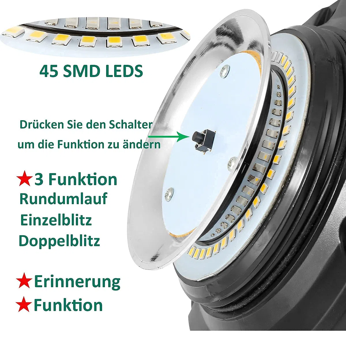 12V/24V LED Girofaro Magnetico Arancione,45LED Lampeggiate Gialla MagneteLED Spia Luminosa Auto Magnetica Accendisigari,LED Luce Lampeggiante e di Emergenza per Trattore Camion ECE R65 R10 E9