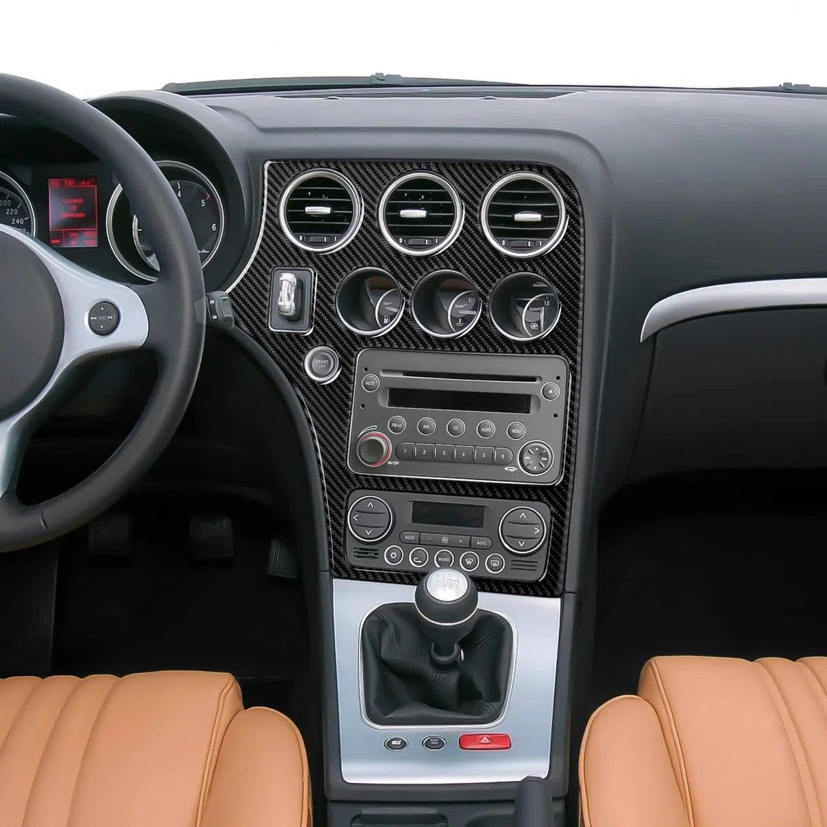 Autoadesivo CD Trim Fibra di Carbonio Trim Compatibile con Alfa Romeo 159 939 2004 2005 2006 2007 2008 2009 2010 2011 Accessori interni