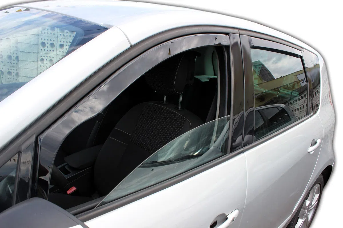 J&J AUTOMOTIVE Deflettori d'Aria per Renault Scenic 3 2009-2016, Set da 4 Pezzi, Nero Fumé Oscurato Heko