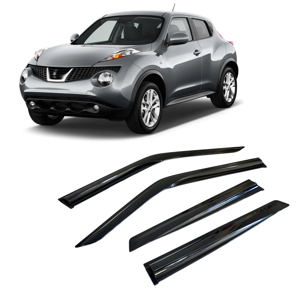 Deflettori d'aria per finestrini laterali, compatibili con Nissan Juke 2011-2018, parapioggia, deflettori adesivi, 4 pezzi