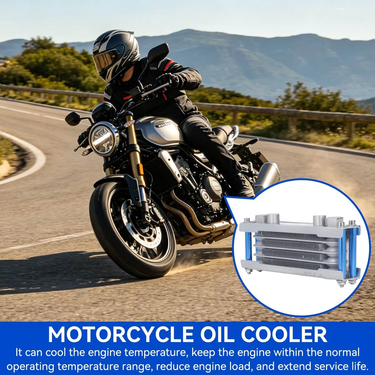 HERCHR Dispositivo di Raffreddamento Dell'olio per Moto, Universale Set di Radiatori per Olio Motore, Sistema di Raffreddamento, Kit di Ricambio per 125, 50cc, 150cc, Dirt Pit Bike