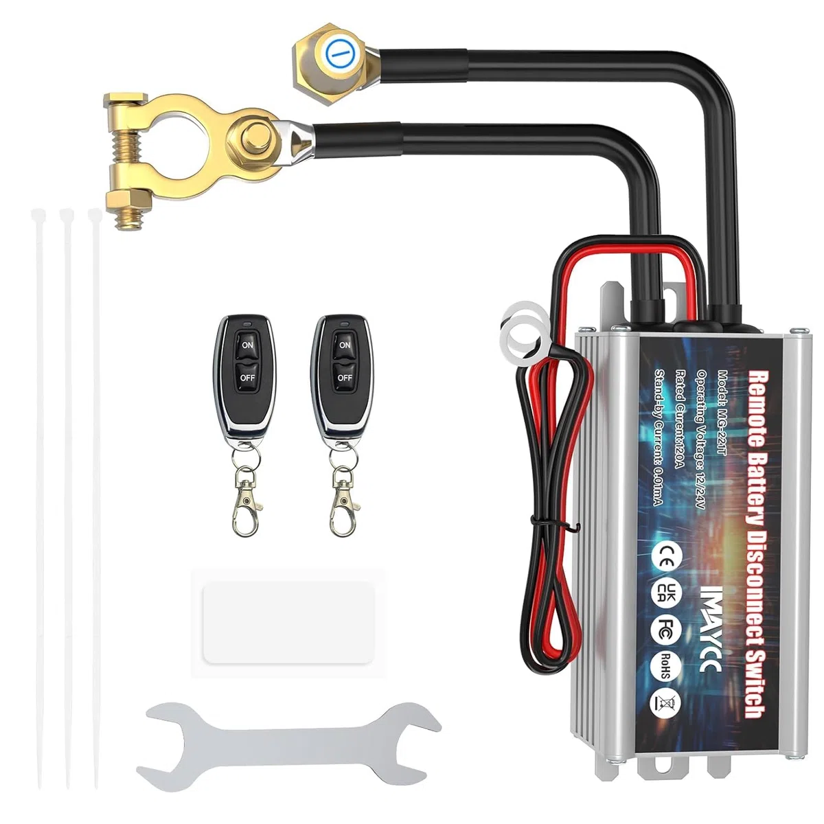 IMAYCC Intelligente Stacca Batteria 12v, Stacca Batteria per Auto 120A, Staccabatteria Auto, Antifurto Auto, Stacca batterie, Interruttore di Spegnimento Automatico per Moto, RV, ATV, Camion, Barca.