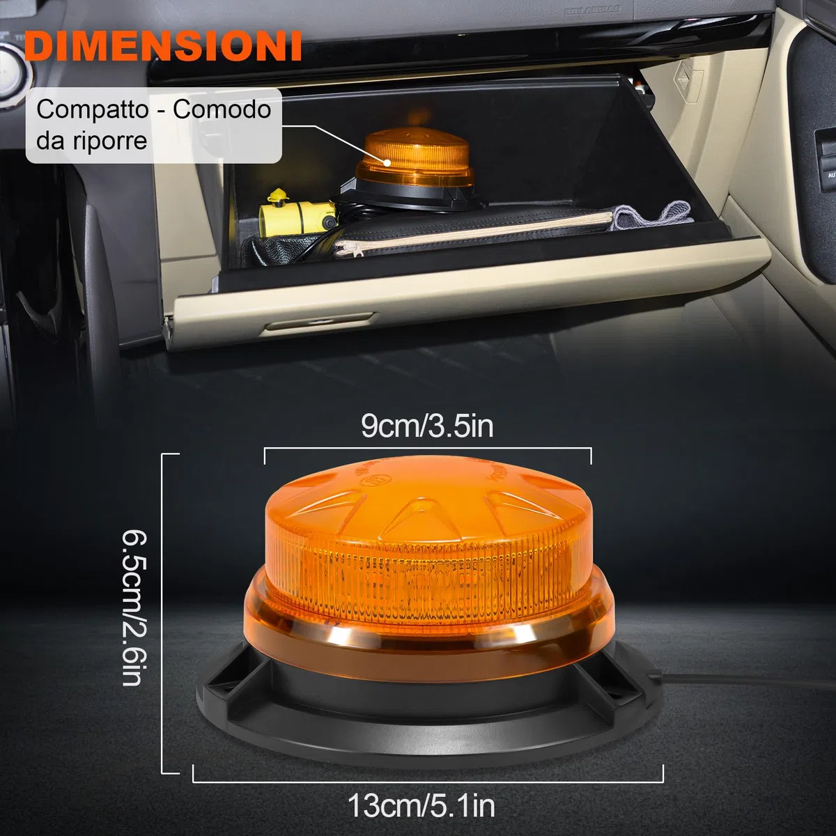 antom lampeggiante led 2 Pezzi, 9-60V lampeggiante trattore con Cavo da 3 Metri e Doppio Interruttore per Carrelli Elevatori, Trattori, Rimorchi, UTV, SUV - Ideale per Cantieri e Traffico Stradale