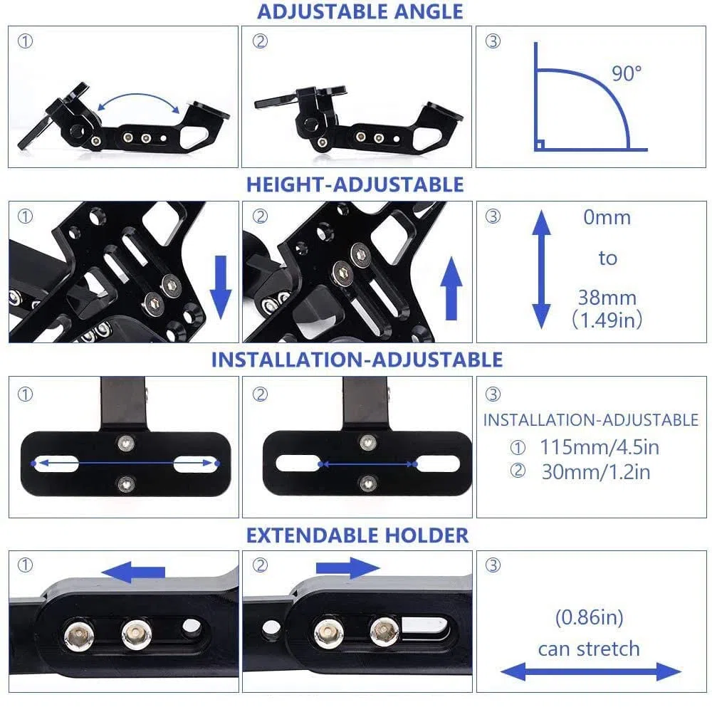 Motociclo CNC Supporto per Targa Portatarga con Luce A LED Luce per Motocicletta Porta Targa, per Ducati Monster 620/696/796/821/1200 DIAVEL Regolabile Accessori