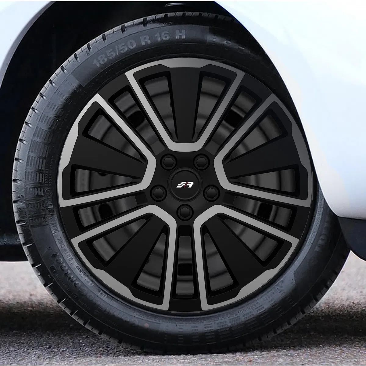 Simoni Racing SCU/15, Set 4 Copricerchi universali Scuba da 15" pollici, Copriruota auto Grigio e Nero
