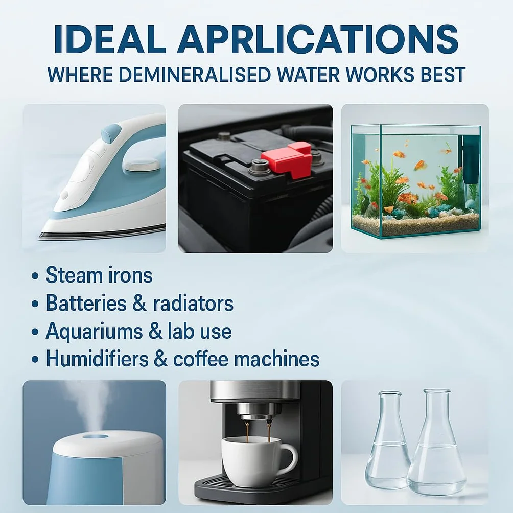 GiDeli Acqua demineralizzata 24 x 1L Acqua distillata per ferro da stiro, batterie, refrigeratore, umidificatore, acquario e laboratorio acqua senza calcare, inodore, trasparente
