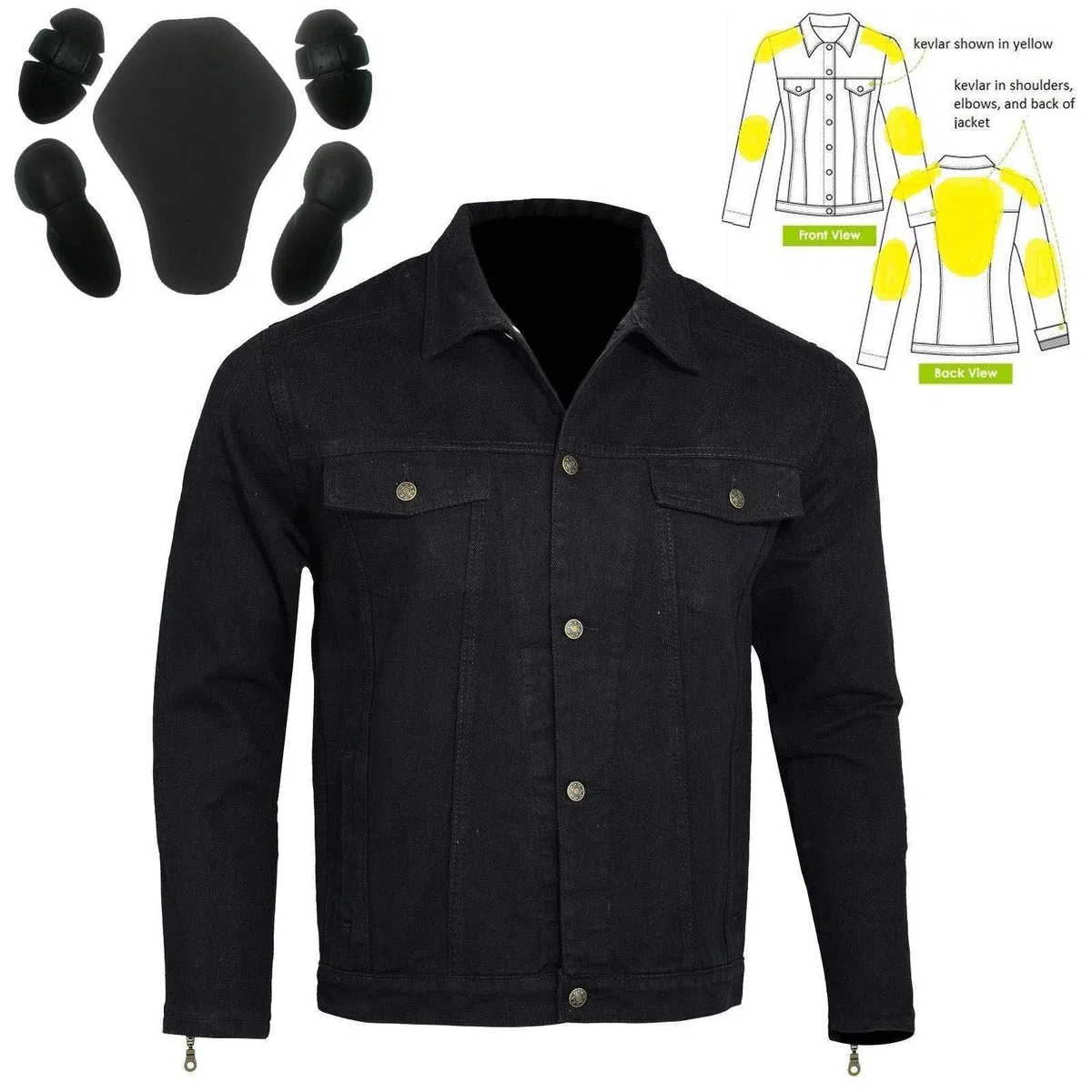 Bikers Gear Australia - Giacca protettiva da motociclista in jeans, foderata in kevlar, con armatura rimovibile CE 1621-1