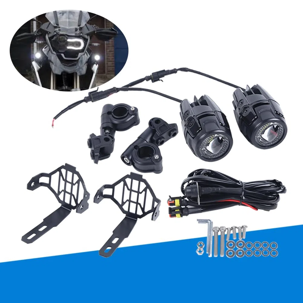 2 x luci a LED per moto fendinebbia fari supplementari luci di marcia compatibili fendinebbia fari supplementari, per BMW R1200GS F800GS, tipo BMW moto universale