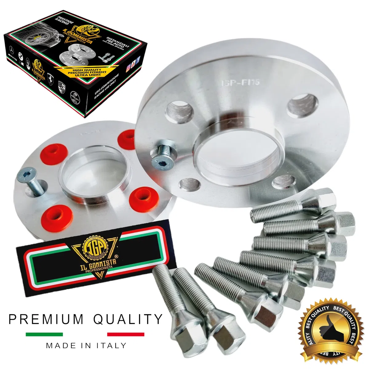 IGP 2 DISTANZIALI 16 mm 4 x 98 mozzo 58.1 + 8 BULLONI compatibili con FIAT PANDA/CROSS 4x4 dal 1980 al 2022 in poi *OK AUTO RUOTA CERCHI IN LEGA