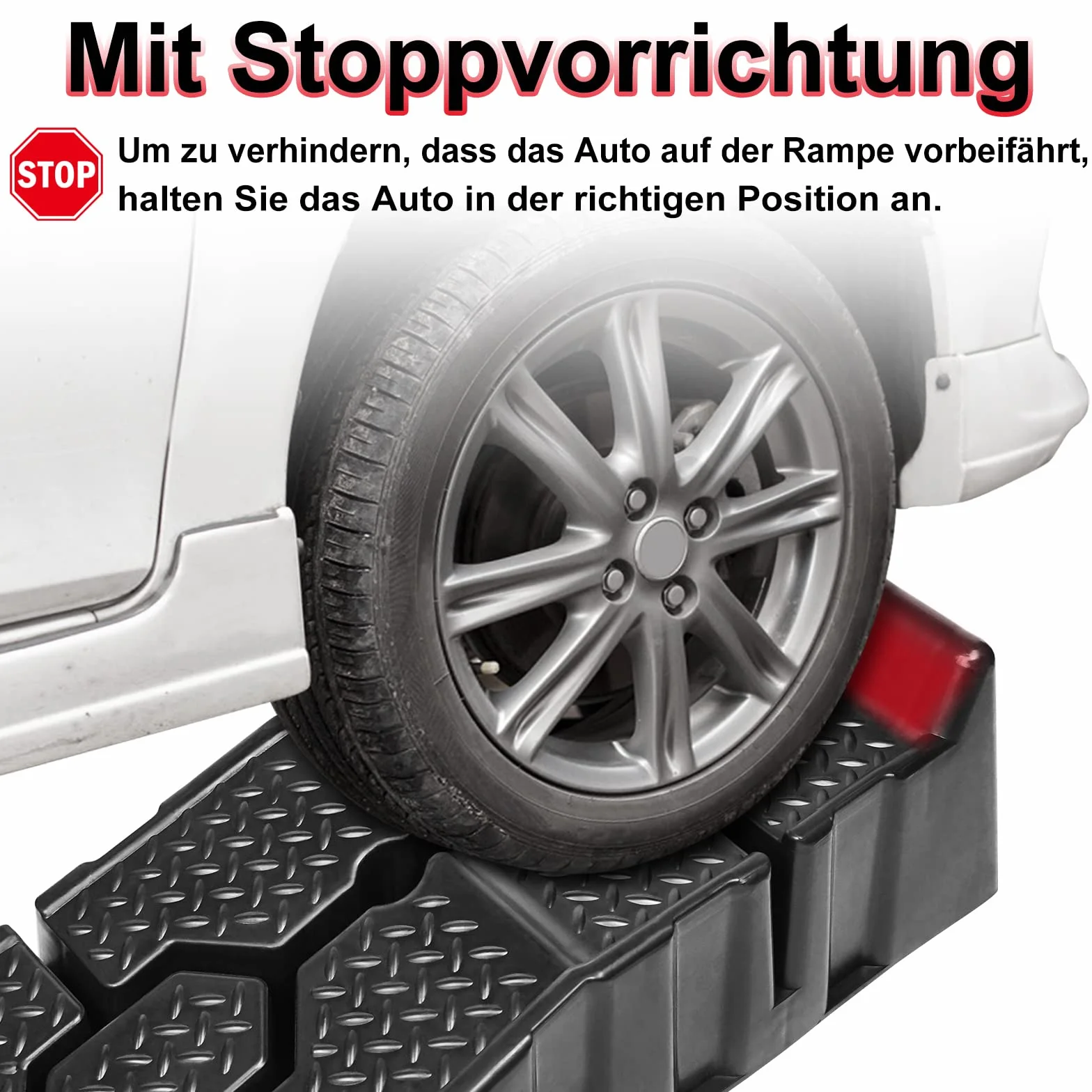 Set di 2 Rampe di Carico in Plastica per Auto, Rampe di Carico per Auto, 90x33x22,5cm, Rampa per Carichi Pesanti MAX. 2,5T, Piattaforma di Sollevamento con Superficie Antiscivolo, Rampa di