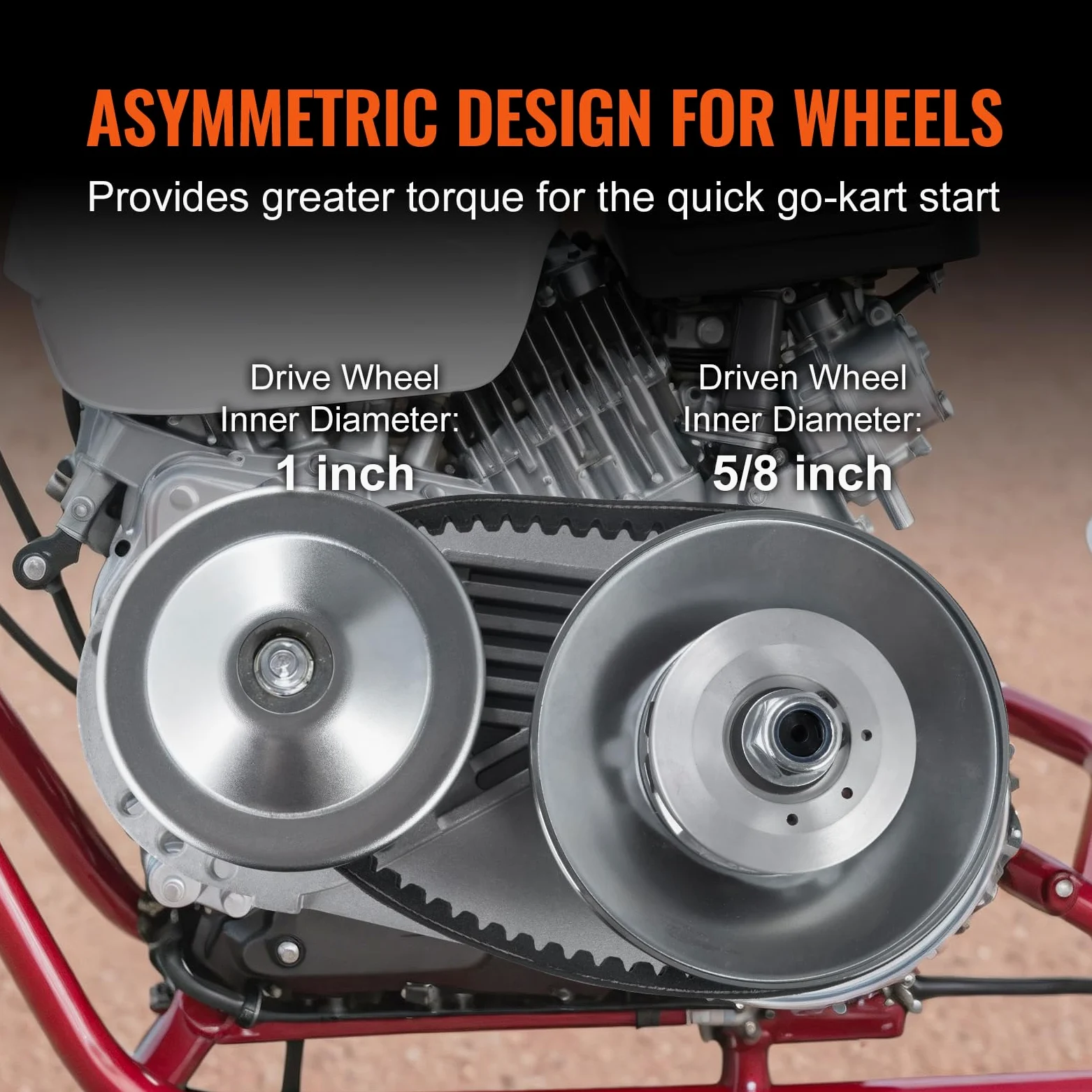 VEVOR Frizione di Trasmissione Motore da 2-8 CV, Frizione di Trasmissione Resistenza da 2000 giri/min con Ruote dal Design Asimmetrico Cinghia in Gomma, Frizione con Accessori per Motore Veicoli