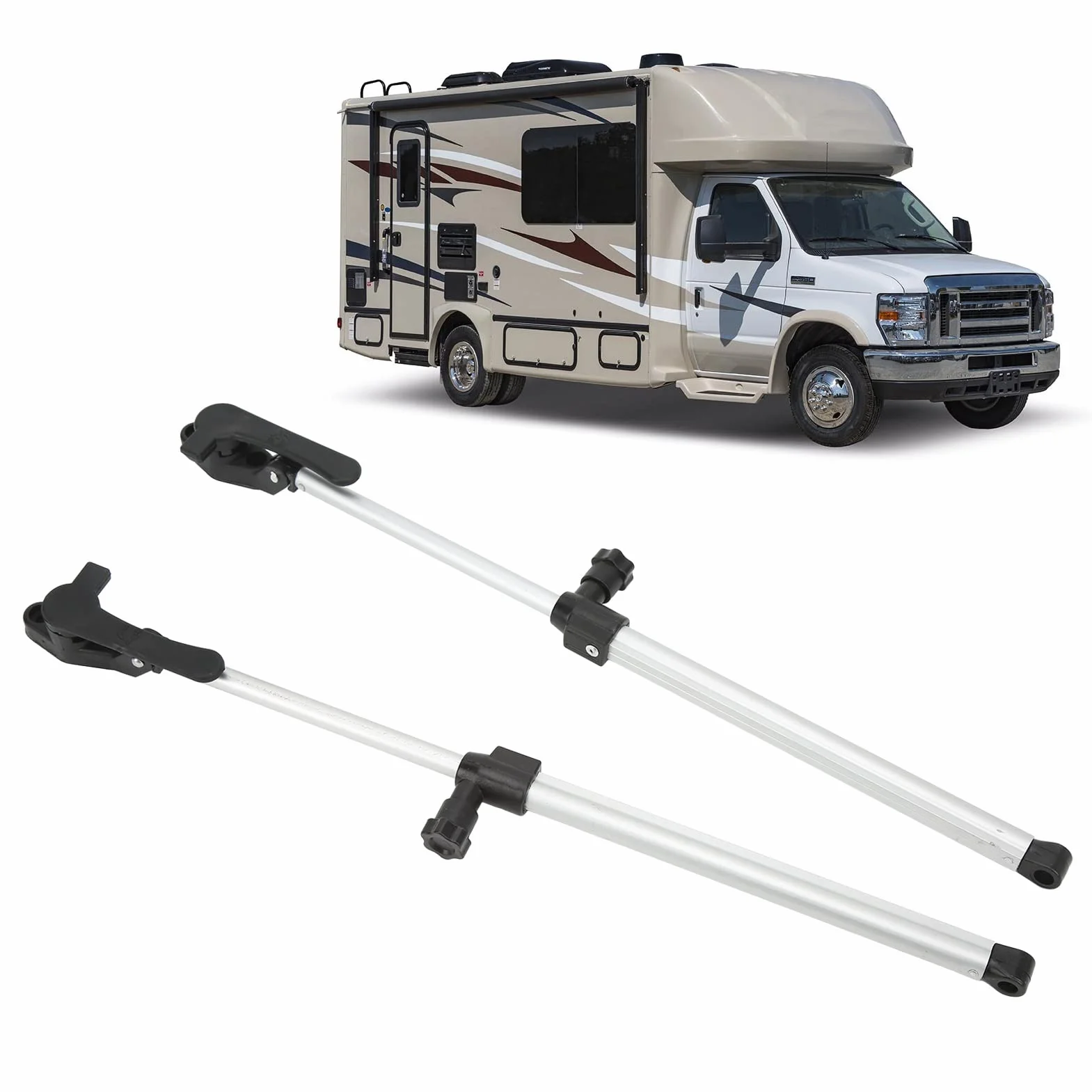Alzacristalli per Roulotte e Roulotte, Lega di Alluminio Antiossidante 1 Paio di Aste di Supporto per Finestre Telescopiche Resistenti Alla Ruggine 310-435 Mm per Roulotte e Camper