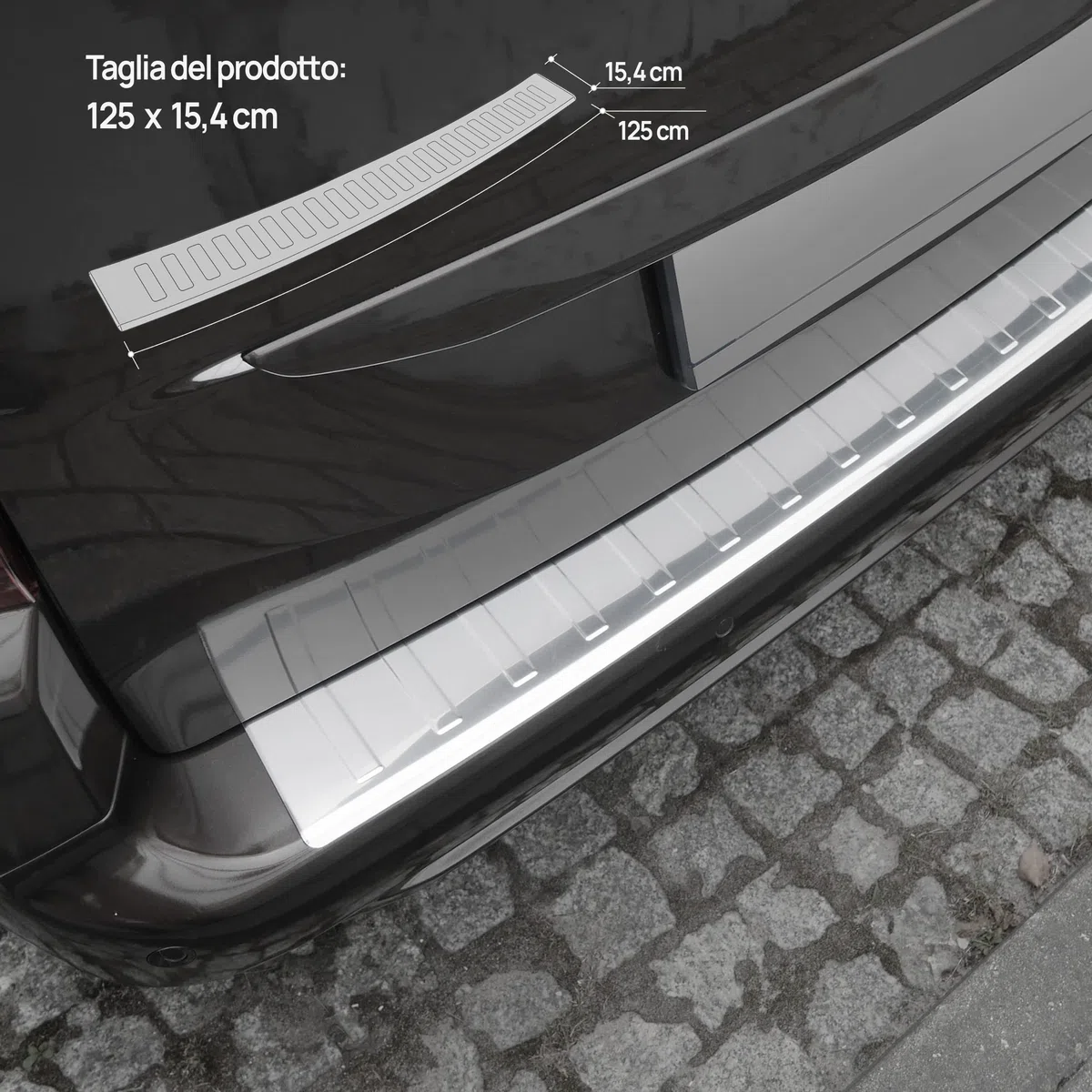 Chromemaster | Protezione paraurti Posteriore | Compatibile con Opel Combo dal 2019- | Acciaio INOX lucido/cromato | Protezione paraurti protegge la vernice del paraurti dai graffi