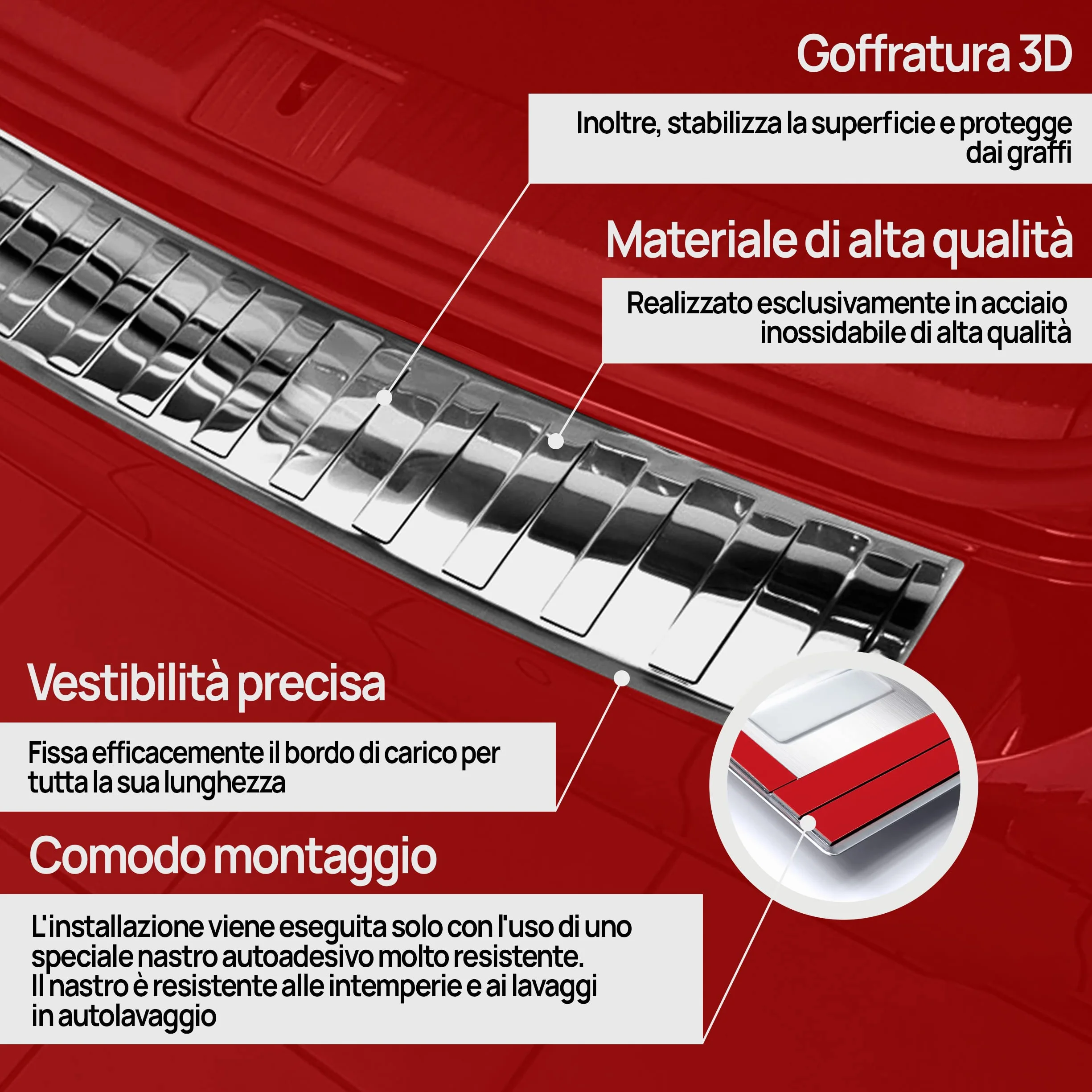 Chromemaster | Protezione paraurti Posteriore | Compatibile con Opel Combo dal 2019- | Acciaio INOX lucido/cromato | Protezione paraurti protegge la vernice del paraurti dai graffi
