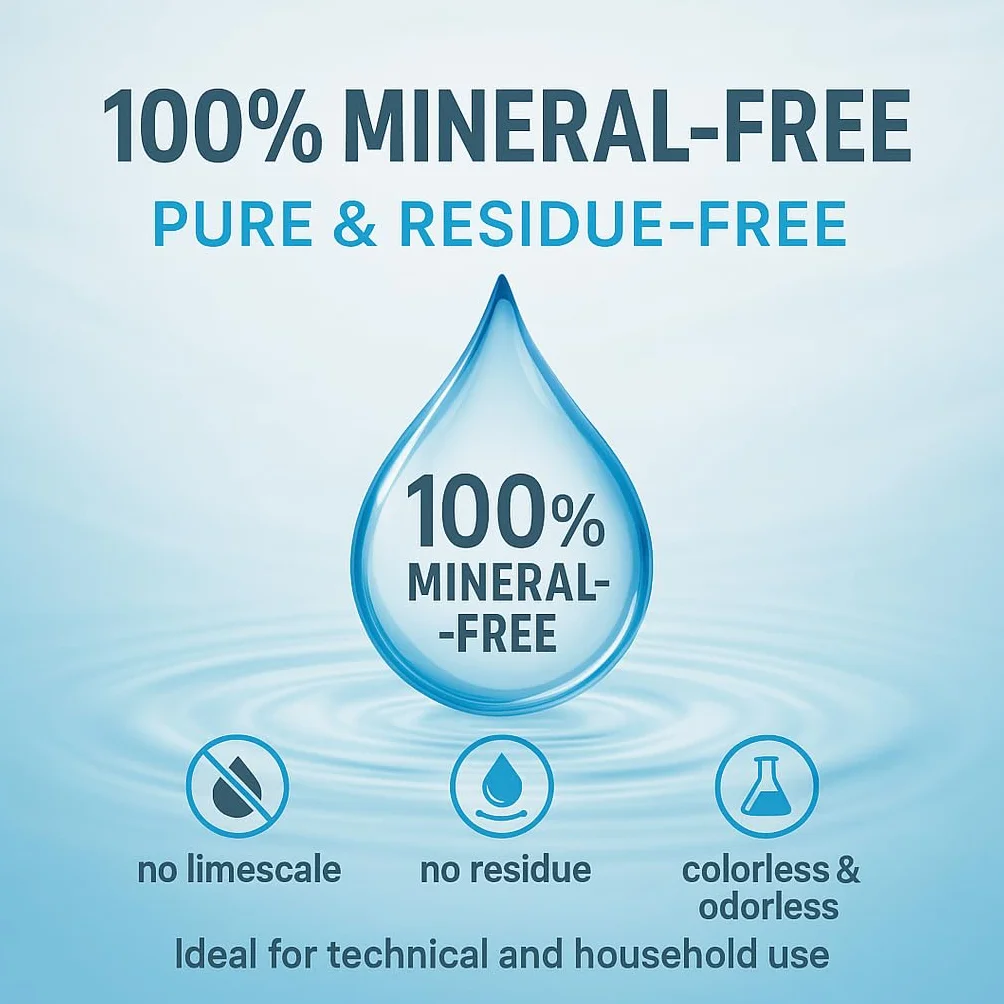 GiDeli Acqua demineralizzata 24 x 1L Acqua distillata per ferro da stiro, batterie, refrigeratore, umidificatore, acquario e laboratorio acqua senza calcare, inodore, trasparente