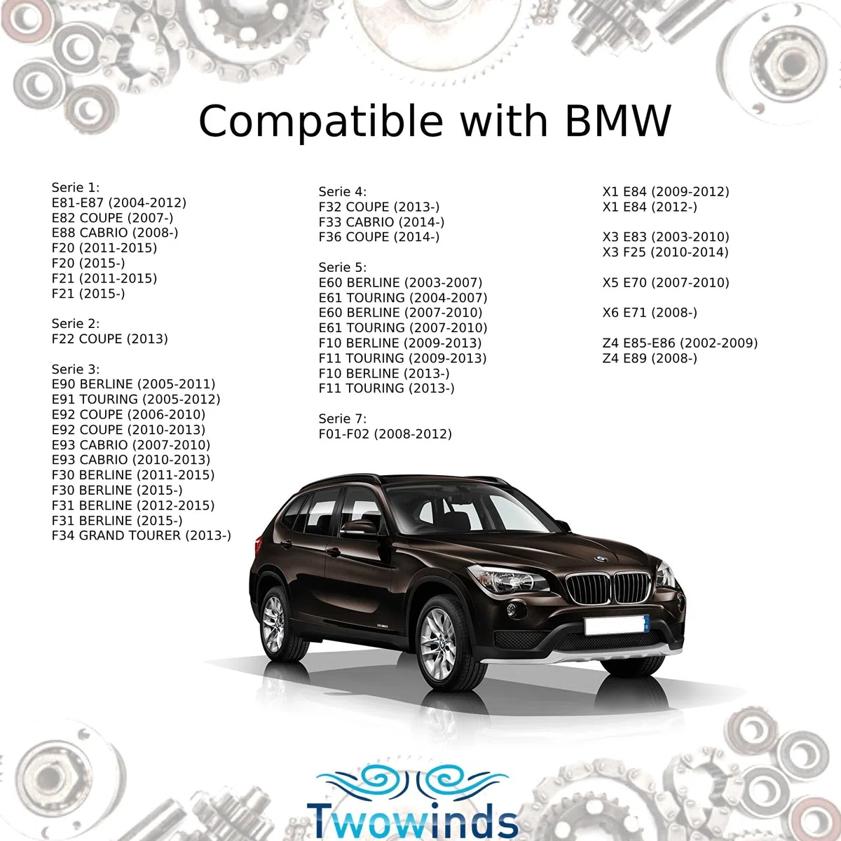 Twowinds - Motor Serratura 51217202146 Compatibile con BMW E61 E87 E90 E91 E91 E81 X6 X5 X3 X1 - Porta Anteriore Destra (lato passeggero) - Attuatore - Sistema Chiusura Centralizzata