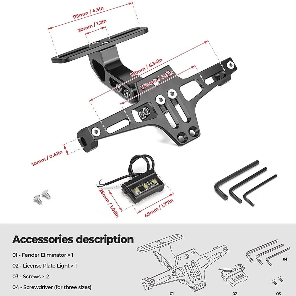 Motociclo CNC Supporto per Targa Portatarga con Luce A LED Luce per Motocicletta Porta Targa, per Ducati Monster 620/696/796/821/1200 DIAVEL Regolabile Accessori