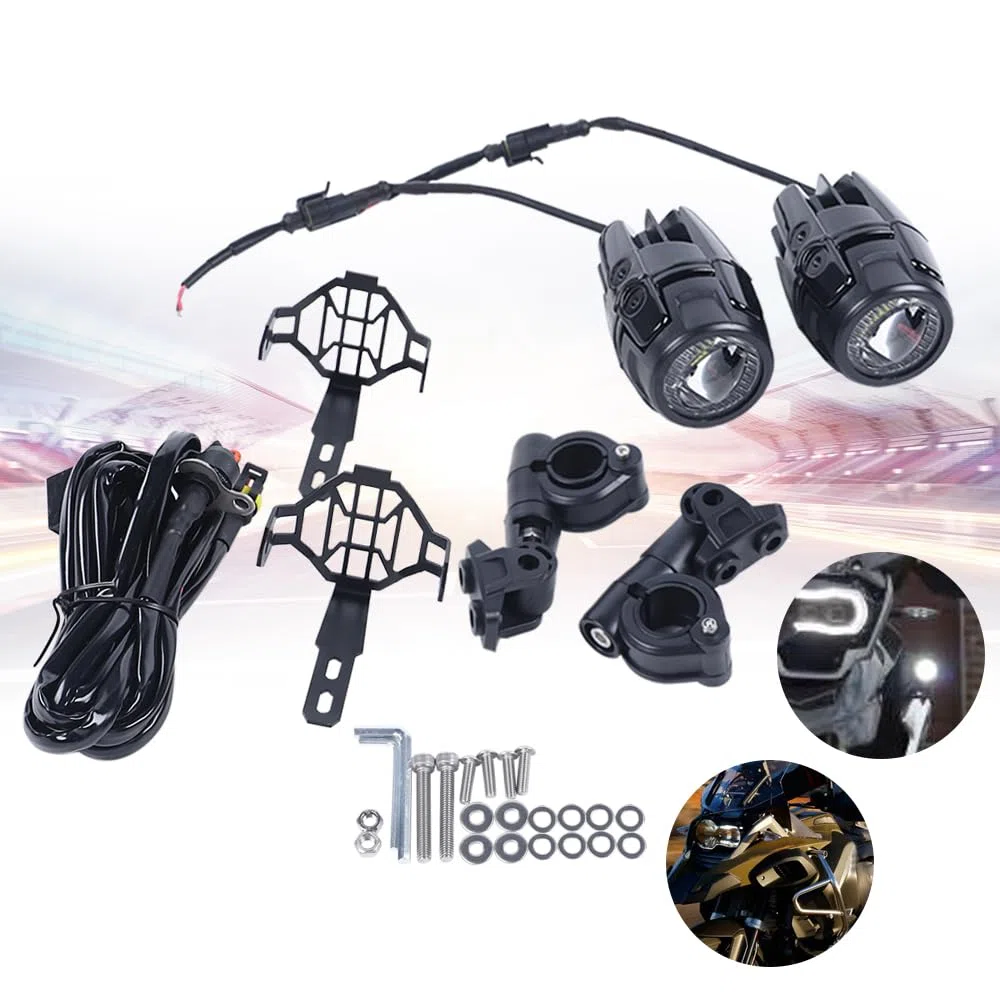 2 x luci a LED per moto fendinebbia fari supplementari luci di marcia compatibili fendinebbia fari supplementari, per BMW R1200GS F800GS, tipo BMW moto universale