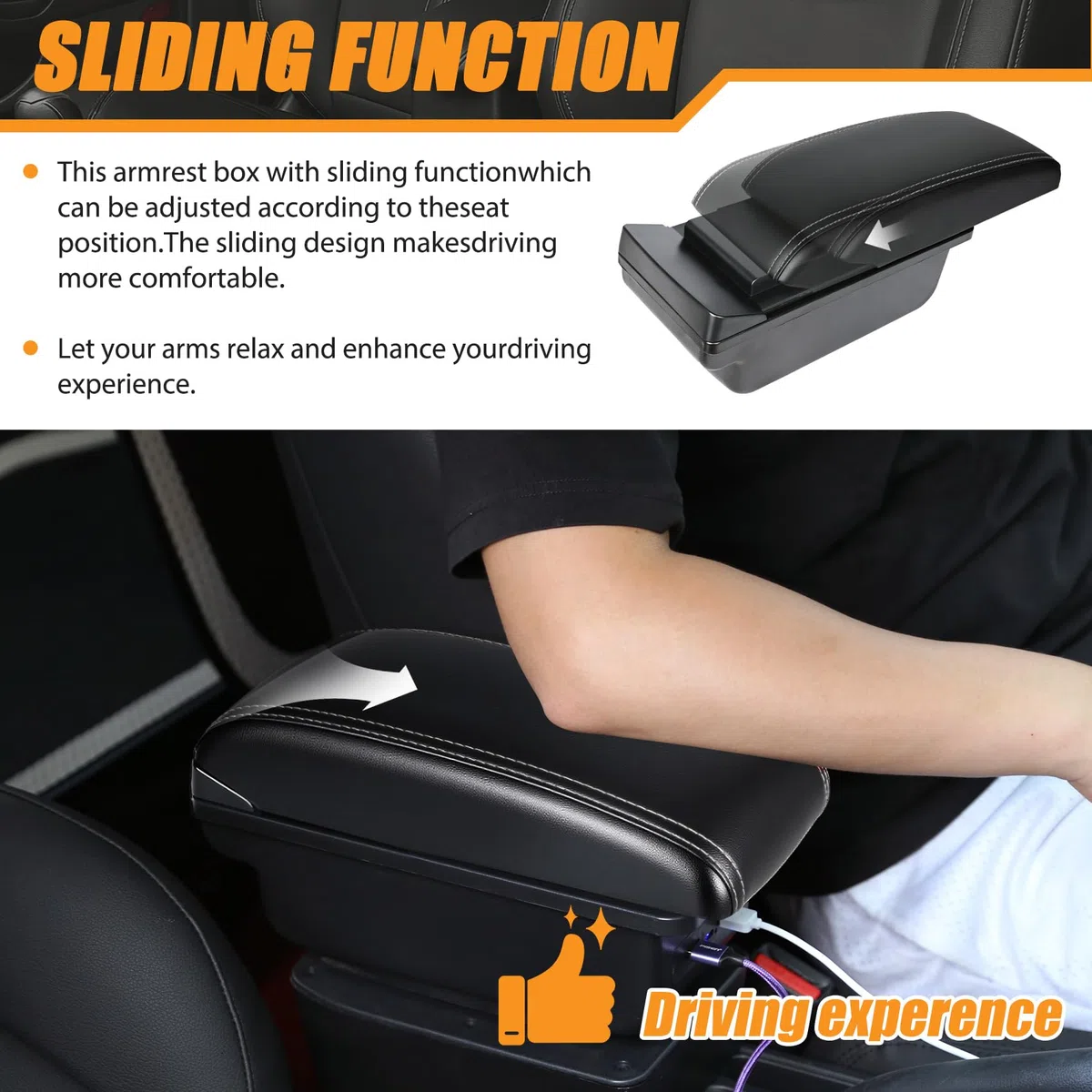 Auto Bracciolo Compatible with Kia Picanto 3X-Line Bracciolo Console Centrale Braccioli Poggiabraccio Braccio Vano Portaoggetti Doppio Spazio di Archiviazione Pelle Nera