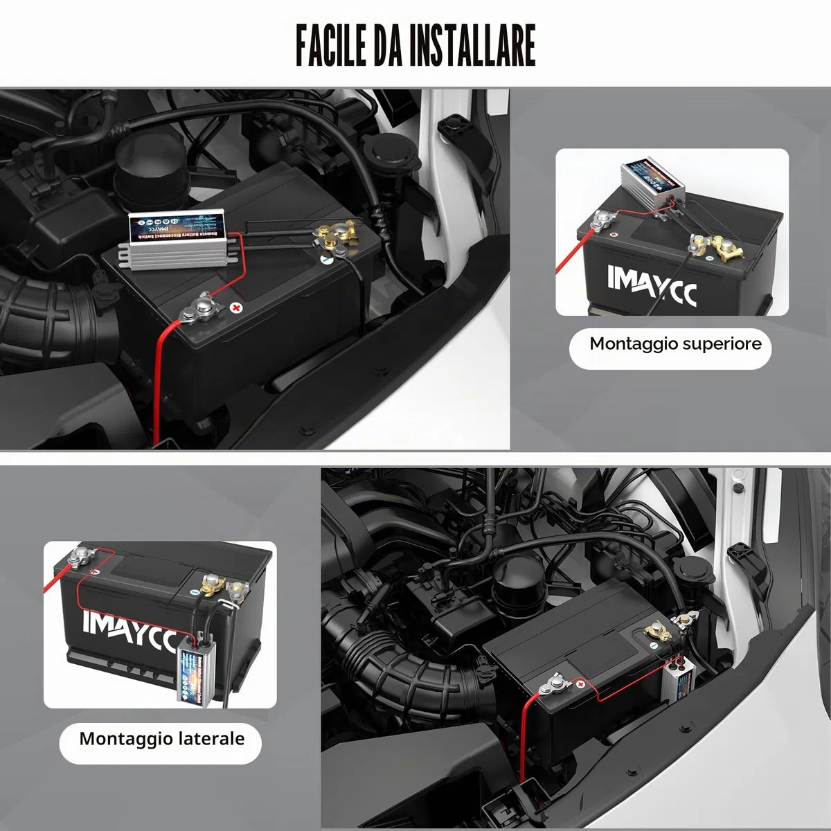 IMAYCC Intelligente Stacca Batteria 12v, Stacca Batteria per Auto 120A, Staccabatteria Auto, Antifurto Auto, Stacca batterie, Interruttore di Spegnimento Automatico per Moto, RV, ATV, Camion, Barca.