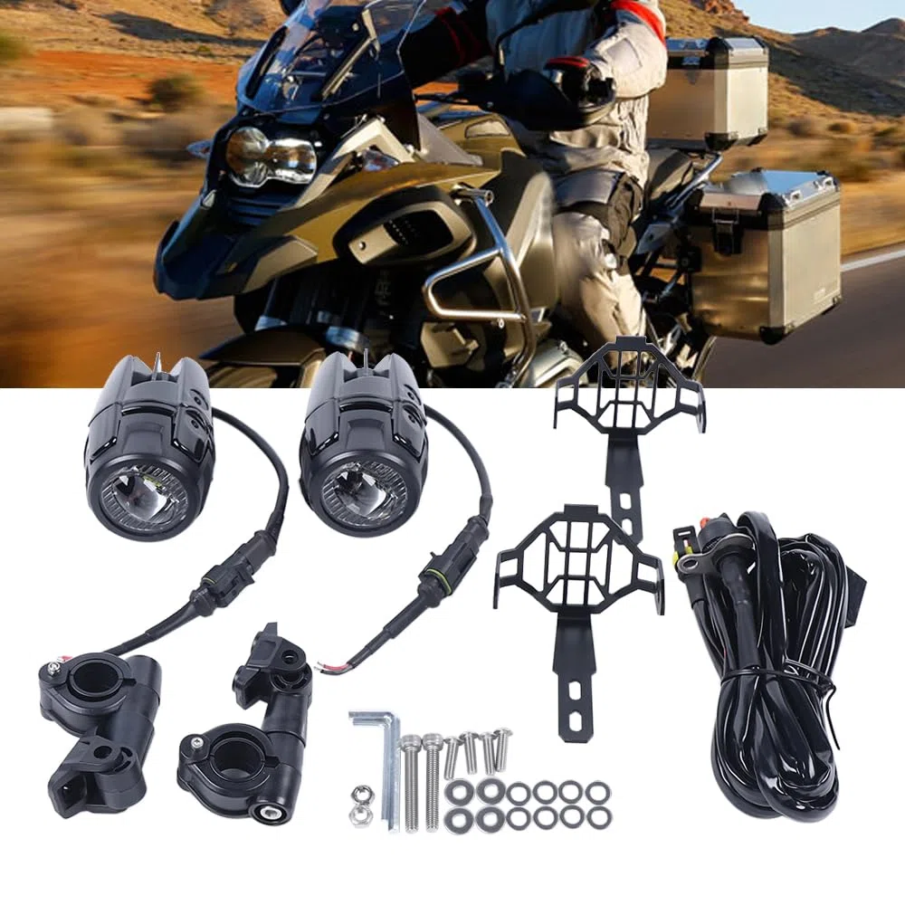 2 x luci a LED per moto fendinebbia fari supplementari luci di marcia compatibili fendinebbia fari supplementari, per BMW R1200GS F800GS, tipo BMW moto universale