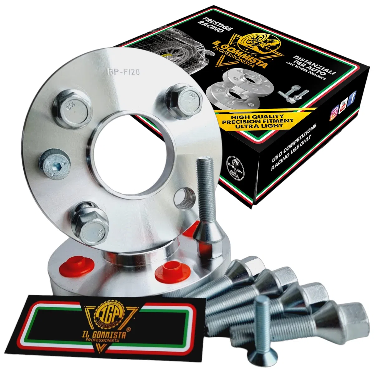 IGP 2 DISTANZIALI 16 mm 4 x 98 mozzo 58.1 + 8 BULLONI compatibili con FIAT PANDA/CROSS 4x4 dal 1980 al 2022 in poi *OK AUTO RUOTA CERCHI IN LEGA
