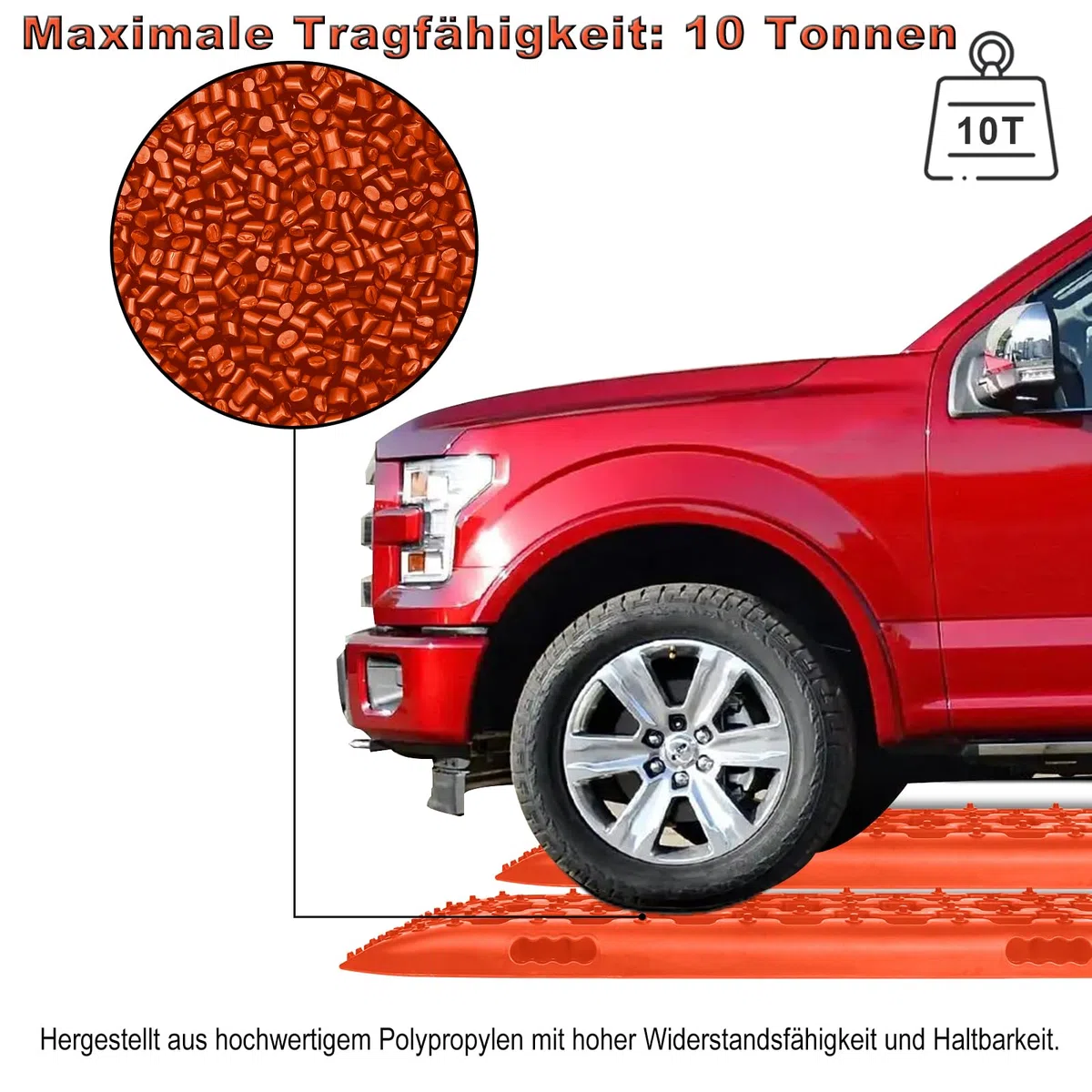 UISEBRT 2 pezzi Offroad Tracks Traction Mats aiuto di lancio fango sabbia neve Recovery Board Scaletta per pneumatici con custodia per fuoristrada, camper, auto, camion, arancione