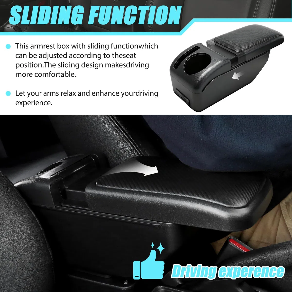 Auto Braccioli Compatible with Citroen C3 MK3 2016-2024 Braccioli Poggiabraccio con Vano Portaoggetti Console Centrale