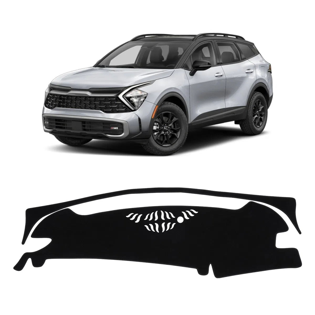KUST Copertura per cruscotto nera per Kia Sportage (ibrida)/NQ5 2023 2024 2025, copertura per cruscotto in poliestere, antiscivolo, copertura per la console centrale, accessori interni per Kia