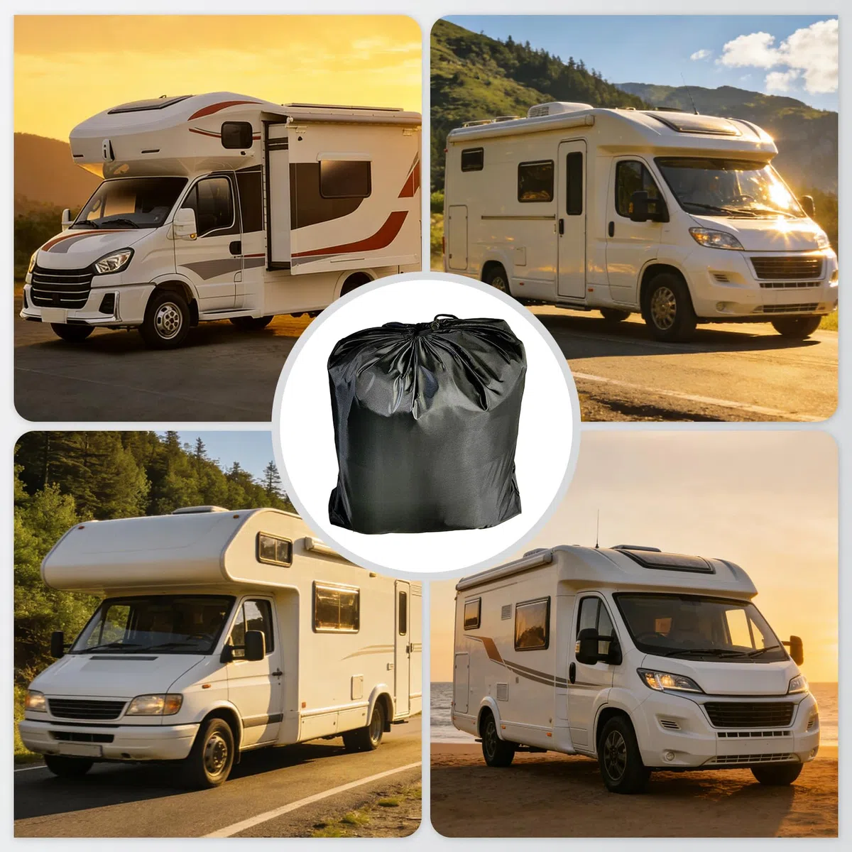 Copertura per Camper e Roulotte, 8.5x3m, 300D Tessuto Oxford, Telone Protezione Tetto, Impermeabile, Antivento, Antipioggia, Resistente ai raggi UV/Acqua/Polvere