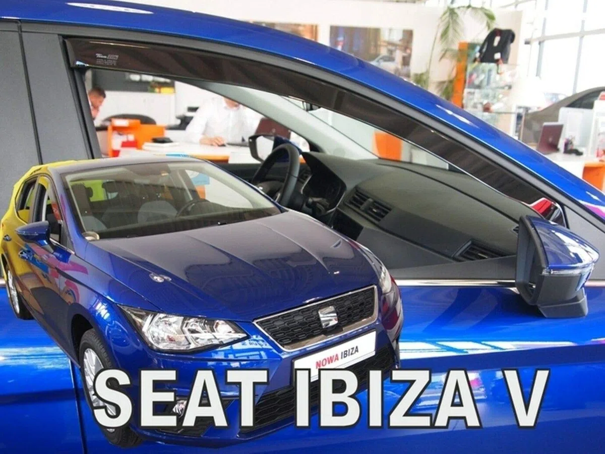 J&J AUTOMOTIVE Deflettori d'Aria per Seat Ibiza 5 dal 2017, Set da 2 Pezzi, Nero fumé Oscurato Heko