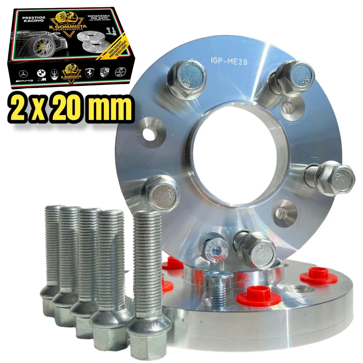 IGP 2 Distanziali Ruote 20 mm Compatibili con Audi A4 S4 RS4 Type B8 B9 + Audi A5 S5 RS5 Type 8F F5 + 10 bulloni in Acciaio