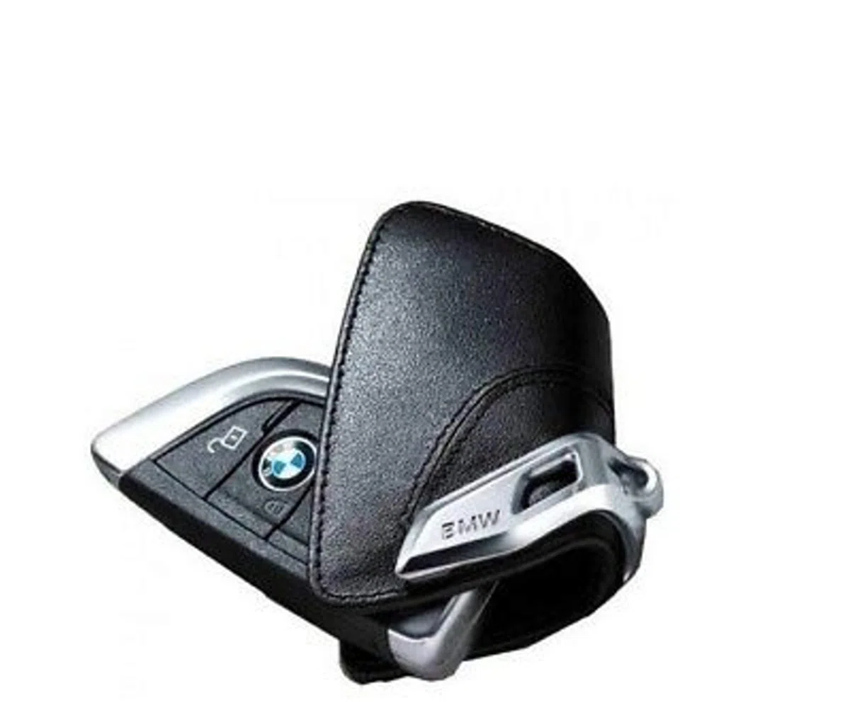 Bmw - Custodia per chiave auto BMW originale, con fermaglio n acciaio inox nero.