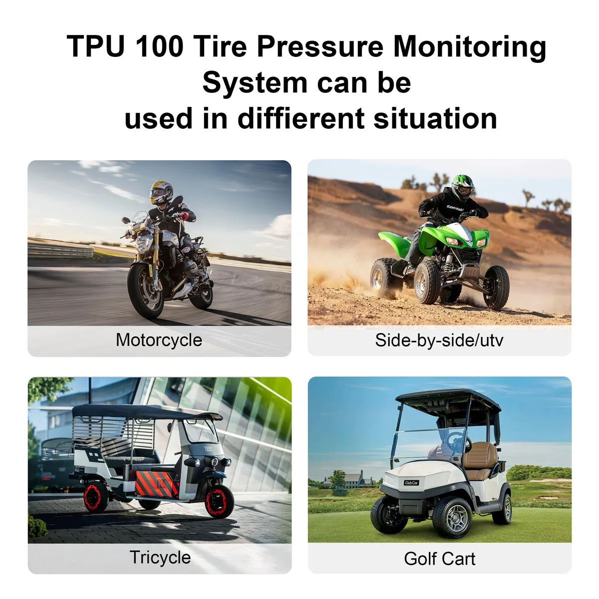 INNOVV Sistema di monitoraggio della pressione dei pneumatici in TPU 100, mini sensore di pressione dei pneumatici a 2 tappi con monitoraggio della pressione dei pneumatici, temperatura, funzione