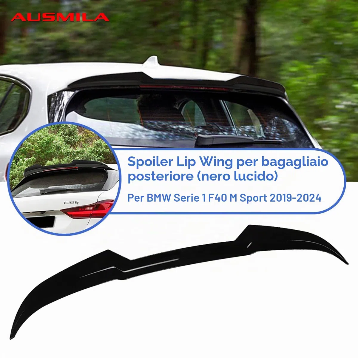 Spoiler posteriore per bagagliaio Lip Wing per BMW Serie 1 F40 M Sport 2019-2024