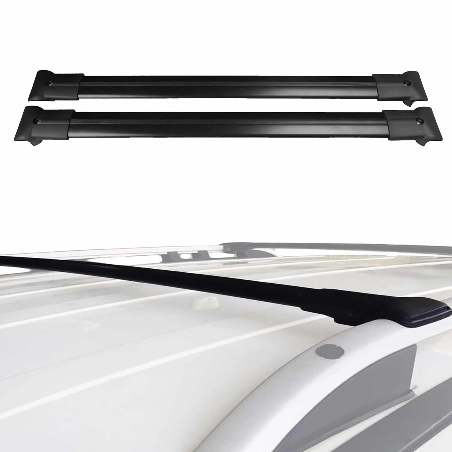 Rekapa-Barre Portatutto Compatibili Con Jeep Renegade 2014-2023 Alluminio Portapacchi Auto Barre Da Tetto Set 2 Pcs Nero